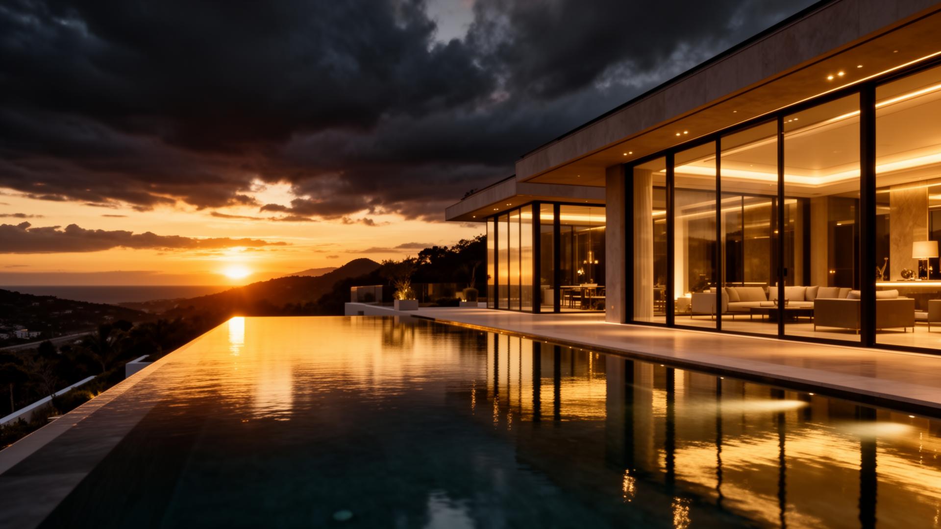 Luxury villa at twilight